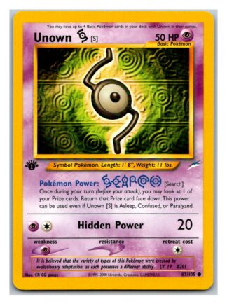 Unown S 87/105 Neo Destiny (Common) (1st Edition Excellent Condition)