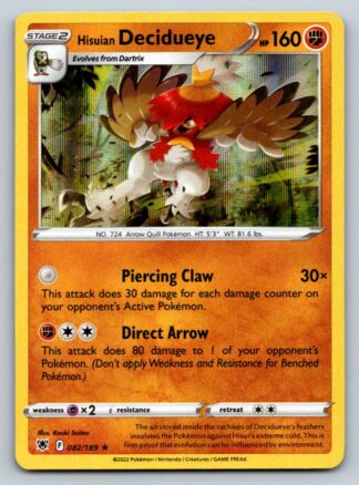 Hisuian Decidueye 82/189 Astral Radiance (Holo) (NM-Exc Condition)