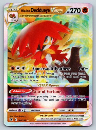 Hisuian Decidueye VStar 84/189 Astral Radiance (Ultra Rare) (NM-Exc Condition)