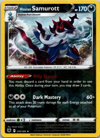 Hisuian Samurott 100/189 Astral Radiance (Reverse Holo) (NM-Exc Condition)