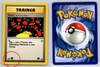 Sleep! 79/82 Team Rocket 1st Edition *Smudged Stamp & Yellow Hickey* (P Condition)