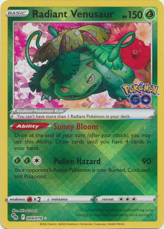 Radiant Venusaur 4/78 Pokemon Go (Holo) (NM-Exc Condition)