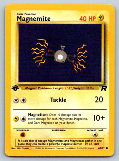Magnemite 60/82 Team Rocket (Common) (1st Edition Excellent Condition)