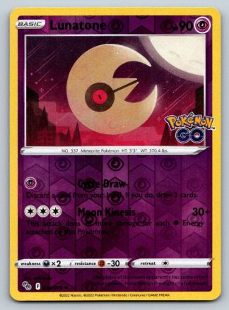 Lunatone 34/78 Pokemon Go (Reverse Holo) (NM-Exc Condition)
