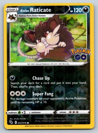 Alolan Raticate 42/78 Pokemon Go (Reverse Holo) (NM-Exc Condition)