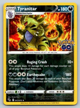 Tyranitar 43/78 Pokemon Go (Reverse Holo) (NM-Exc Condition)