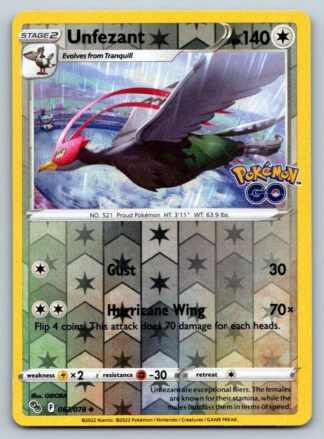 Unfezant 63/78 Pokemon Go (Reverse Holo) (NM-Exc Condition)