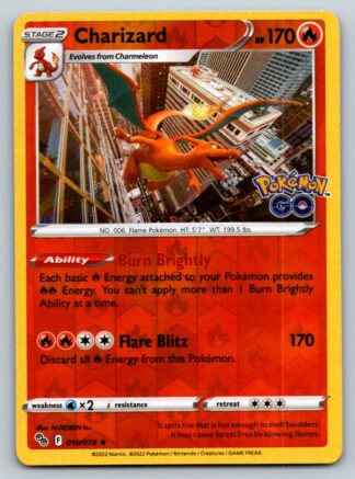 Charizard 10/78 Pokemon Go (Reverse Holo) (NM-Exc Condition)