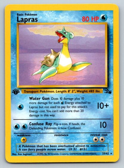 Lapras 25/62 Fossil (1st Edition Excellent Condition)
