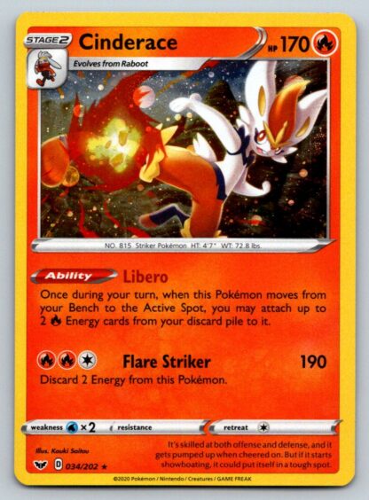 Cinderace 34/202 Sword and Shield (Promo Holo) (Exc Condition)