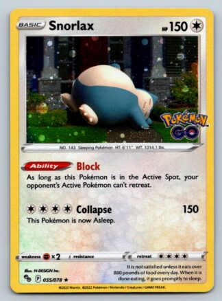 Snorlax 55/78 Pokemon Go (Alternate Art Holo) (NM-Exc Condition)