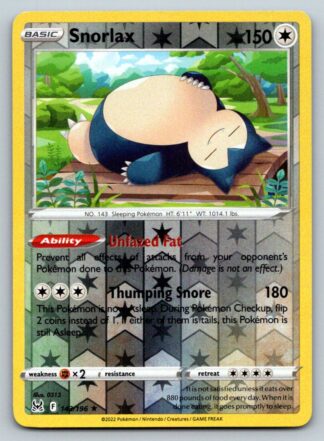 Snorlax 143/196 Lost Origin (Reverse Holo) (NM-Exc Condition)
