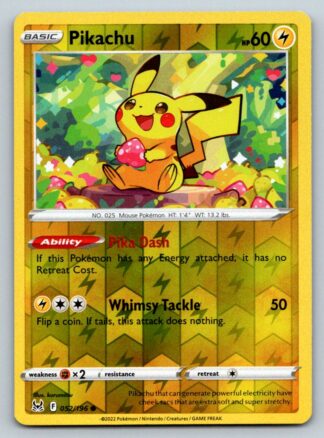 Pikachu 52/196 Lost Origin (Reverse Holo) (NM-Exc Condition)
