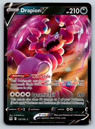 Drapion V 118/196 Lost Origin (Ultra Rare) (NM-Exc Condition)
