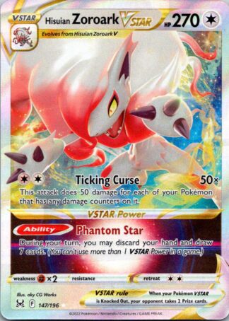 Hisuian Zoroark Vstar 147/196 Lost Origin (Ultra Rare) (NM-Exc Condition)