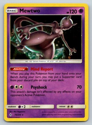 Mewtwo 75/214 Unbroken Bonds (Alternate Holo Promo) (Exc Condition)