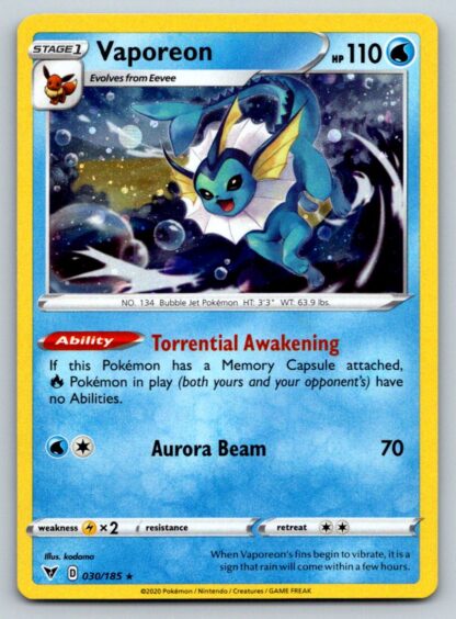 Vaporeon 30/185 Vivid Voltage (Alternate Holo Promo) (NM-Exc Condition)