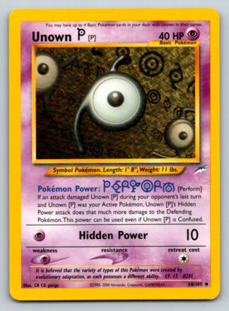 Unown P 58/105 Neo Destiny (Uncommon) (Unlimited Played Condition)
