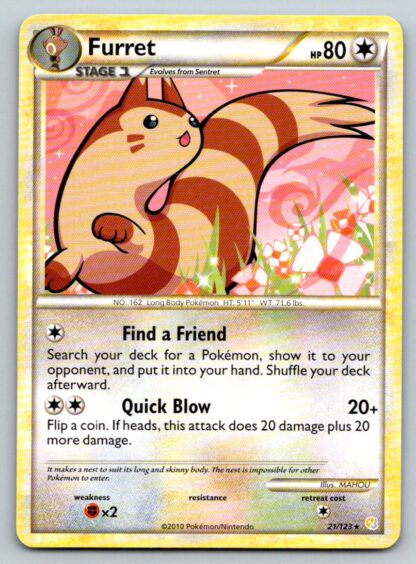 Furret 21/123 HeartGold SoulSilver (Rare) (Exc Condition)