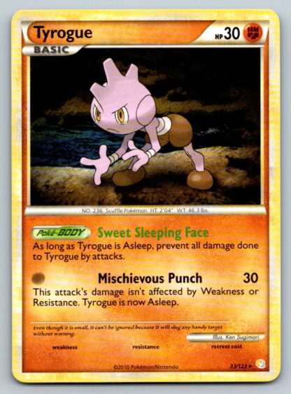 Tyrogue 33/123 HeartGold SoulSilver (Rare) (Exc Condition)