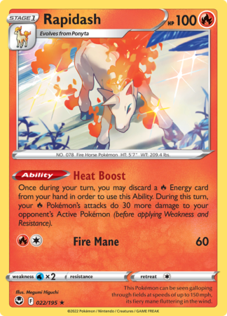 Rapidash 22/195 Silver Tempest (Reverse Holo) (NM-Exc Condition)