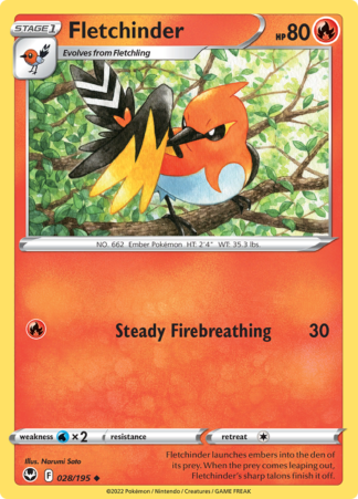 Fletchinder 28/195 Silver Tempest (Reverse Holo) (NM-Exc Condition)