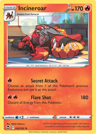 Incineroar 32/195 Silver Tempest (Reverse Holo) (NM-Exc Condition)