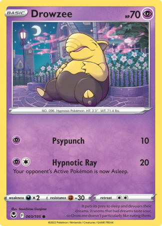 Drowzee 60/195 Silver Tempest (Reverse Holo) (NM-Exc Condition)
