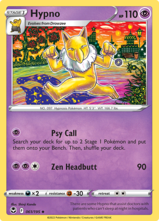 Hypno 61/195 Silver Tempest (Reverse Holo) (NM-Exc Condition)