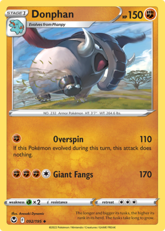 Donphan 92/195 Silver Tempest (Reverse Holo) (NM-Exc Condition)