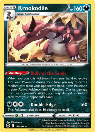 Krookodile 113/195 Silver Tempest (Reverse Holo) (NM-Exc Condition)