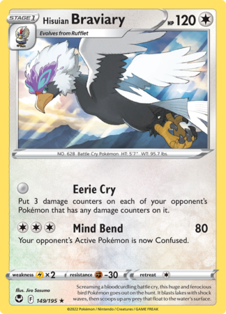 Hisuian Braviary 149/195 Silver Tempest (Reverse Holo) (NM-Exc Condition)