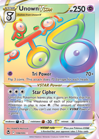 Unown Vstar 199/195 Silver Tempest (Ultra Rare) (NM-Exc Condition)