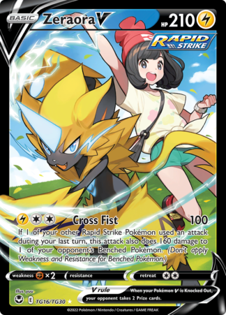 Zeraora V TG16/TG30 Silver Tempest (Ultra Rare) (NM-Exc Condition)