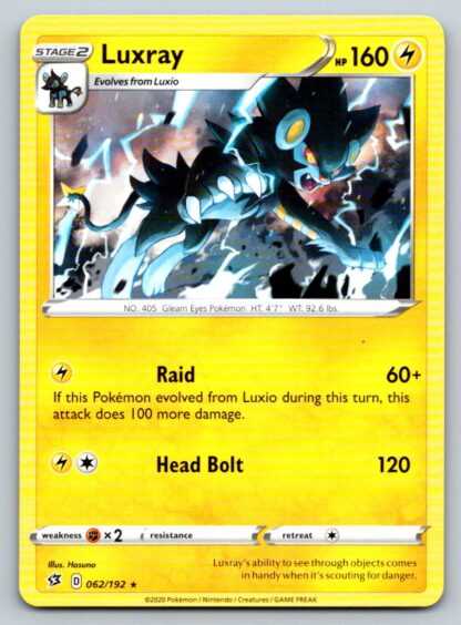 Luxray 62/192 Rebel Clash (Theme Deck Rare) (Exc Condition)