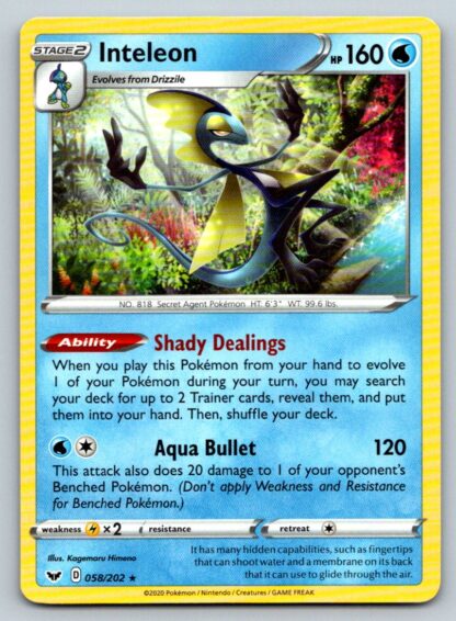 Inteleon 58/202 Sword and Shield (Theme Deck Rare) (Exc Condition)