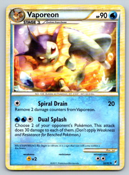 Vaporeon 52/95 Call of Legends (Uncommon) (P Condition)