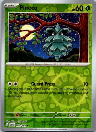 Pineco 1/198 Scarlet & Violet (Reverse Holo) (NM-Exc Condition)