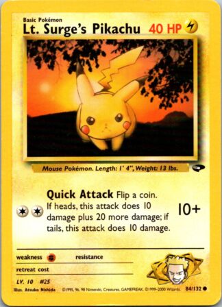 Lt. Surge's Pikachu 84/132 Gym Challenge (Common) (Unlimited P Condition)