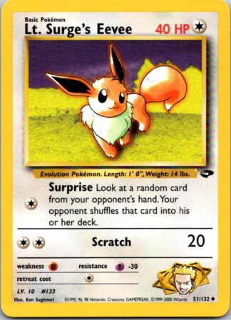 Lt. Surge's Eevee 51/132 Gym Challenge (Uncommon) (Unlimited Lightly Played Condition)