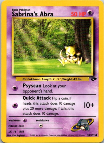 Sabrina's Abra 94/132 Gym Challenge (Common) (Unlimited Played Condition)