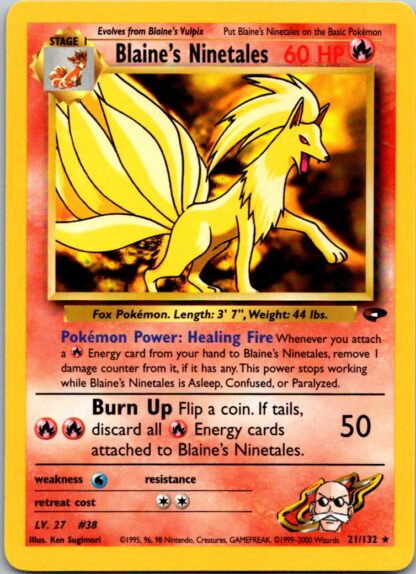 Blaine's Ninetales 21/132 Gym Challenge (Rare) (Unlimited Played Condition)
