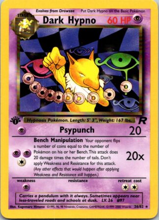 Dark Hypno 26/82 Team Rocket (Rare) (1st Edition Excellent Condition)