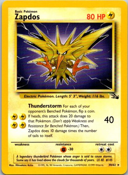 Zapdos 30/62 Fossil (Rare) (Unlimited Exc Condition)
