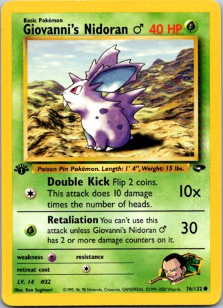 Giovanni's Nidoran 76/132 Gym Challenge (1st Edition Excellent Condition)