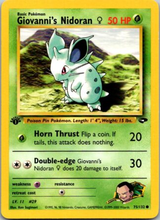 Giovanni's Nidoran 75/132 Gym Challenge (Common) (1st Edition Excellent Condition)