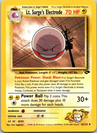 Lt. Surge's Electrode 52/132 Gym Challenge (Uncommon) (Unlimited Played Condition)