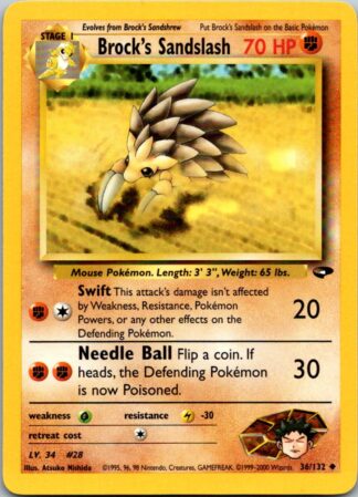 Brock's Sandslash 36/132 Gym Challenge (Uncommon) (Unlimited Excellent Condition)