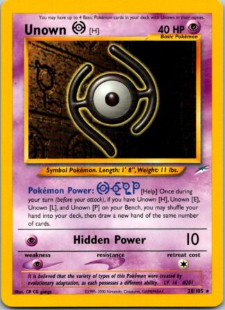 Unown H 28/105 Neo Destiny (Rare) (Unlimited Excellent Condition)