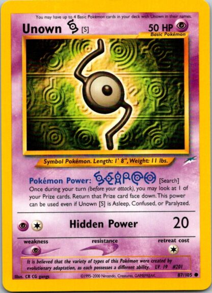 Unown S 87/105 Neo Destiny (Common) (Unlimited Played Condition)
